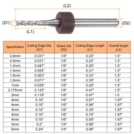 QUARKZMAN 10 Pieces Milling Cutter 1.8 mm Solid Carbide CNC Router Cutter Engraving Tool for PCB Circuit Board Milling Machine Wood Carving 1/8 Inch Straight Shank