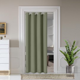 AOSKY Door Curtains for Doorway Privacy, Olive Green Grommet Closet Curtains for Bedroom, Door Window Curtain, Light Blocking Thermal Insulation Drapes for Living Room Set of 1 Panels, 52" W x 72" L