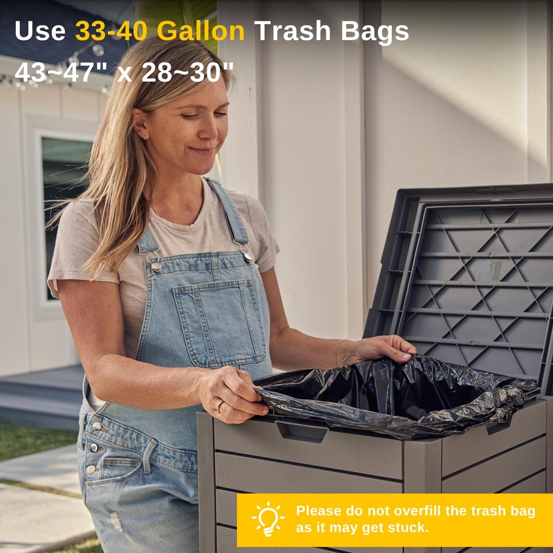 EAST OAK 38 Gallon Outdoor Trash Can | Waterproof Resin
