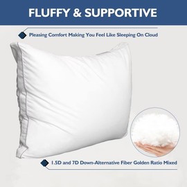 JICUSE Bed Pillows Standard Size Set of 2, Hotel Quality Standard Pillows 2 Pack for Sleeping with Soft Down Alternative Filling, Gusseted Bedding Pillow for Back, Stomach or Side Sleepers, 20" x 26"