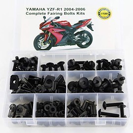 Xitomer Full Sets Fairing Bolts Kits/Boby Kits, Fit for Yamaha YZF-R1 2004 2005 2006, Mounting Kits Washers/Grommets/Clips/Nuts/Fastenings(Matte Black)