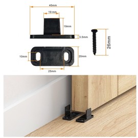 8 Pieces of Black Sliding Floor Rails with Screws, L-Shaped Brackets, Floor Installation, barn Door, Adjustable Clamping Bottom Rails, Suitable for Side Doors, Pocket Doors, and cabinets