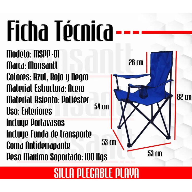 6 Silla Plegable Playa Camping Incluye Funda Y Portavaso