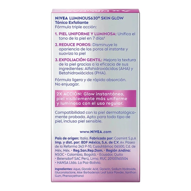 NIVEA Tónico Exfoliante Glow Instantáneo 100 ml: Exfoliación Suave y