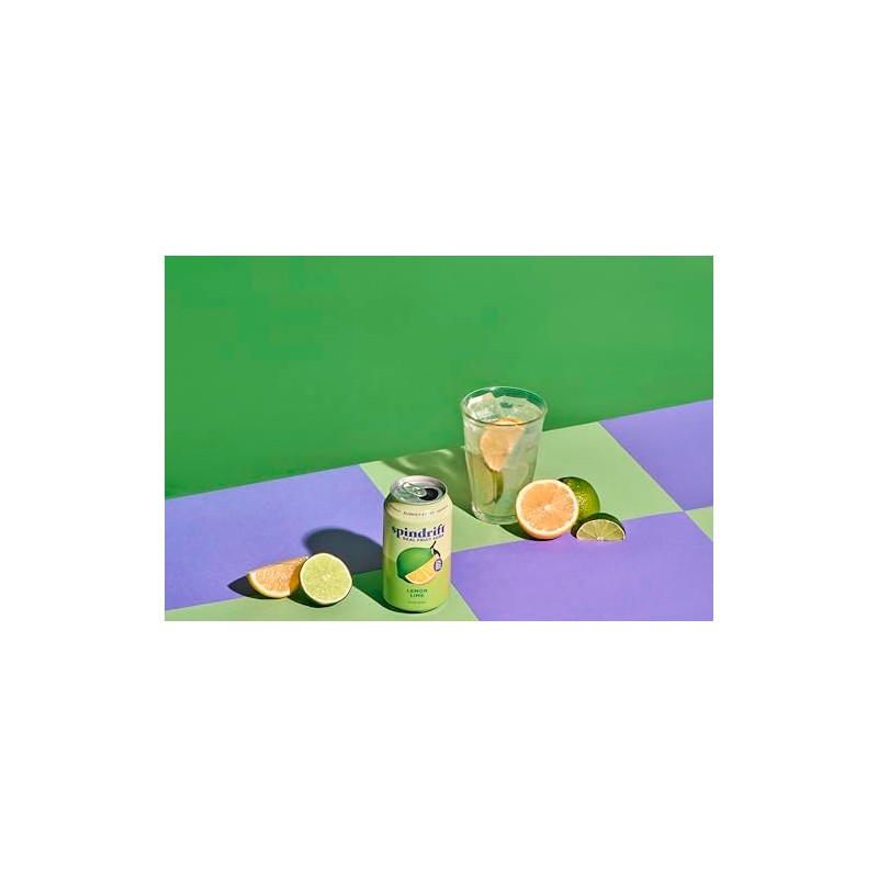 Spindrift "Lemon Lime" Soda, Made with Real Squeezed Fruit, Pack