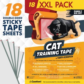 18 Pack Cat Scratch Furniture Protector Tape Sheets – Double-Sided Sticky Training (8 XL, 8 Large, 2 Medium) – Anti-Scratch Couch & Sofa Guard – Clear – Not for Leather, Velvet, Microfiber
