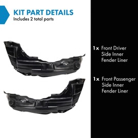TRQ TRQ Front Inner Fender Liner Set Compatible with 2010-2015 Mitsubishi Lancer MI1248131 MI1249131