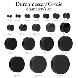 Treuheld® Ear Plug Black | Acrylic | Thread | 26 Sizes