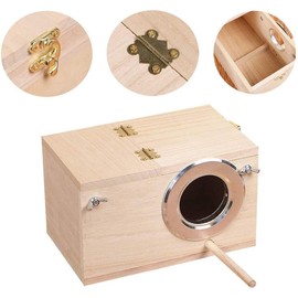YJJKJ Pet Wood Parakeet Nest Box Bird House Breeding Nesting Bird Cage Box for Lovebirds Cockatiel Parrotlets