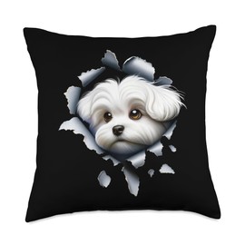 Peekaboo Maltese Puppy For Dog Lover's And Owners Throw Pillow