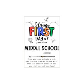 Happy First Day of School Wish Bracelet, Back To School Wish Bracelet, First Day of School Wish Bracelet, Wish Bracelet for Kids, Student Gifts, Party Favor, Back to School Gifts (Middle School)