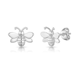 Minimalist Honeybee Small Stud Earrings for Women Girls 925 Sterling Silver Bee Cartilage Tragus Earrings Studs Bumble Bee Earrings Simple Jewelry Gifts (Silvery)