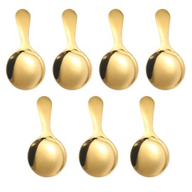 7PCS Gold Short Handle Spoons, Mini Gold Spoons, Mini Scoops for Candy, Gold Coffee Scoop for Sugar Condiments Coffee Tea Dessert