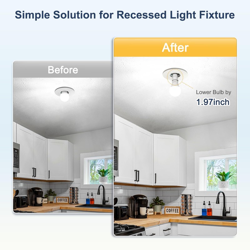 DiCUNO E26 Socket Extender, E26 Standard Medium Base Lamp Bulb