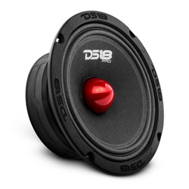 DS18 PRO-GM6.4B Midrange Loudspeaker 6.5" Red Aluminum Bullet, 480W Max, 4 Ohms,1.5" Kapton VC Premium Quality Audio Door Speakers for Car or Truck Stereo Sound System (1 Speaker)