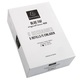 Exacompta 12214E Pack of 5 inlays for FAF writing pad, blank, 21 x 13.5 cm, micro-perforated, ideal for your notes 1 pack