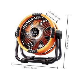 Storm Outdoor Fan Camping Fan, Blowing 30 Feet (10 Meters) far cold Air, 4 Speeds and 90-Degree,Adjustable TiltPowered By 20000mAh Battery With Hook, LED Lantern For Night Light, Phone Charger-Orange