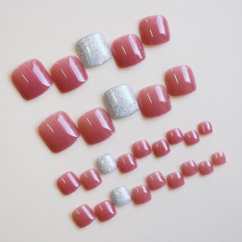 SEMTIM Nail Tips, 24 Pieces, Thumb Nail Stickers, Foot False