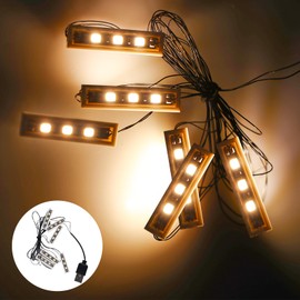 GOMETY 6 White 1 x 4 Stones / Warm White LED Downlights in One Row, Compatible Lighting Four in One Downlights, USB-Powered Lighting Set and Terminal Connections with Adjustable Installation