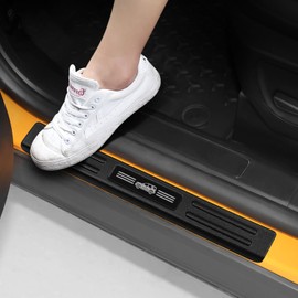 Hellet 4PCS Car Door Sill Protector for Ford 2021-2025 Bronco Sport Accessories Matte Black ABS Plastic Material Full Coverage Door Entry Guards