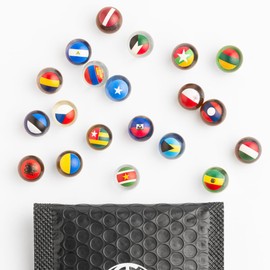 MARBLEFLAGS 30 Paesi | Collezione di Biglie di Cristallo con Bandiere Paese | 3 Confezioni x 10 Biglie Casuali
