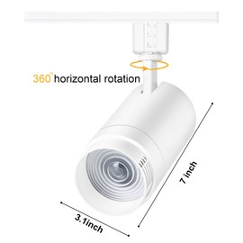 Motrackcao Zoomable 30W LED Track Lighting Heads,2700K-6500K Stepless Dimming H Type Dimmable Rail Ceiling Track Lights Fixtures,3000LM,Flicker Free 15°to 60°CRI90,White 6 Pack