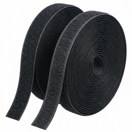 Sew on Hook and Loop Tape 10Ft 3/4inch Non-Adhesive Fabric Fastener Strips Roll,Nylon Sewing Tape for Clothing Curtains Bags Shoes Sport Gears Home Decor DIY Crafts,Washable (Black, 3/4in x 30ft)