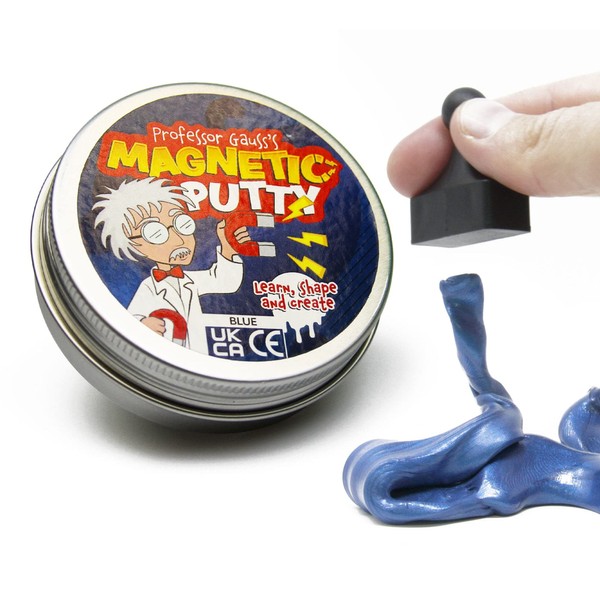 Professor Gauss ™ Putty Magnetico Con Magnete Skittle Per Bambini, Ragazzo, Ragazza, Scienza, Apprendimento E Divertimento - Blu Goo