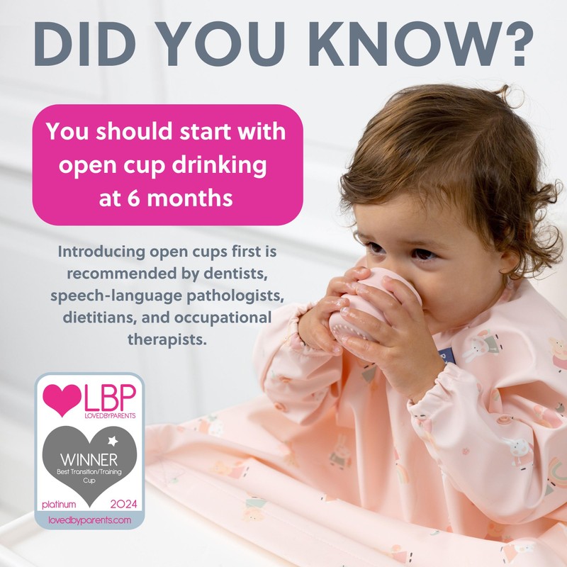 BIBaDO - Sippit Silicone Baby Cup, Blush (2-Pack) - Open
