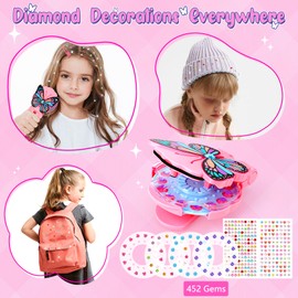 Jovicos Gifts for 5 6 7 8 Year Old Girls Kids, Hair Gem Stamper Hair Braiding Tools, DIY Hair Tinsel Bedazzler Accessories Kit, Hair Glitter for Kids Birthday Presents Girls Toys Age 8 9 10