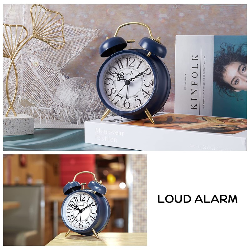 FLOITTUY Loud Alarm for Deep Sleepers 4'' Retro Twin Bell