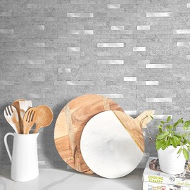 DICOFUN 10 Sheets Peel and Stick Backsplash Wall Tiles, PVC Kitchen Backsplash Peel and Stick in Grey, 9.4 sq.ft