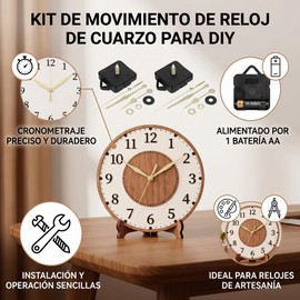 Yosoo Health Gear Kit de Movimiento de Reloj de Cuarzo, 2 Set de Bricolaje de Bricolaje de Tono Dorado para Proyectos de Reparación, Se Adapta a Caras de hasta 13.5 Mm de Espesor