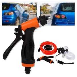 Portable Car Wash Pump 80W 130PSI 12V High Pressure Powerful Washing Kit Self-Priming Quick Car Wash Pump Electrical Washer Kit Electric Washer Pump for Car Home Garden