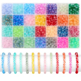 shynek 1400 Pieces 6mm Round Glass Beads for Bracelets, 28 Colors Bracelet Beads, Glass Crystal Beads for Jewelry Making, Bracelet Making and DIY Crafts(Gradient Mermaid Color)