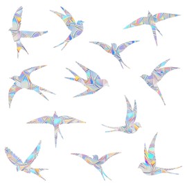 Rainbow Anti Collision Window Decals - Static Clings Stickers for Bird Strikes, Prismatic Non-Adhesive Vinyl Stickers for Glass Windows, Save Birds from Window Strikes (Swallow-24)