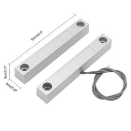 FOCMKEAS Magnetic Reed Switch Wired Surface Mount Normally Closed NC Contact Sensor Alarm Magnetic Door Switch with 2 Wires, Zinc Alloy Sliver, MC-58
