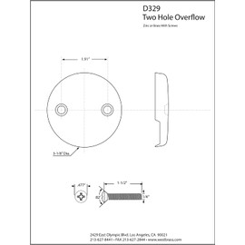 Westbrass 3-1/8" Two-Hole Overflow Face Plate and Screws, Stainless Steel, D329-20