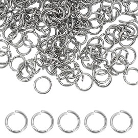 sourcing map 350pcs Open Jump Rings, 6mm Stainless Steel Split O Rings 0.8mm Thick Connector Ring for Bracelet Necklace Pendant Jewelry Keychain DIY Craft Making, Silver