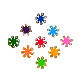 Flower Design Bindi Indian Small Round Circle Premium Bindi Assorted Shining Sparkle Multi Color Indian Daily Use Forehead Bindi Round Dot Tattoo Body Art Sticker