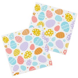 100 Easter Paper Napkins 10" x 10" Eggs Disposable Party Beverage Napkins Childrens Luncheon Dinner and Celebrations Napkins for Easter Holiday Spring Party Decorations