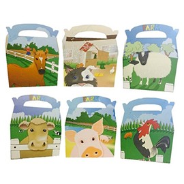 MustBeBonkers 15 Childrens Kids Farm Yard Carry Food Meal Picnic Birthday Party Bag Boxes