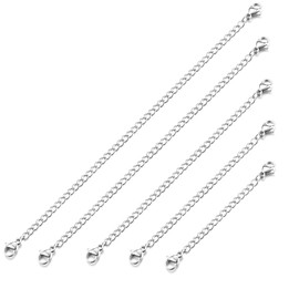 Jstyle 5 Piece Adjuster Chain Necklace Extension Chain Part Necklace Stainless Steel 5cm 8cm 10cm 12.7cm 15cm Length Adjuster Platinum Gold Black Chain Extension, Stainless Steel