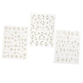Baluue 3sheets Nail Stickers Flower Embossed Nail Art Decals for DIY Art Design