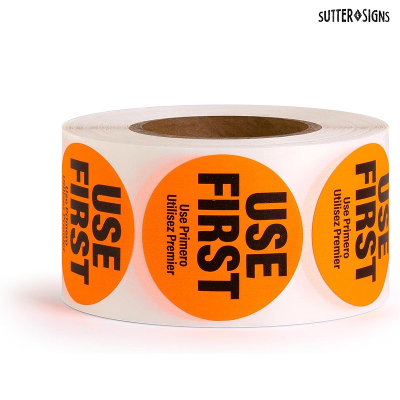 1000 Labels Use First Stickers for Food Service, 1.5-inch Wide,