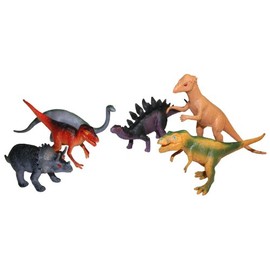 Idena 4320102 - Spielfigurenset mit 6 Dinosauriern, aus Kunststoff, jeweils ca. 15 cm groß, Spielspaß für die Badewanne, den Sandkasten, im Kindergarten und Kinderzimmer