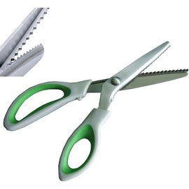 ZXUY 5MM Pinking Shears for Fabric, Stainless Steel Handled Professional Dressmaking Sewing Scissors Zig Zag Fabric Craft Scissors (Sawtooth Green)