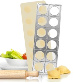 Ravioli Maker 12 Holes Ravioli Press Mold Manual Italian Dumpling Maker Mold Multipurpose Ravioli Maker Press Aluminum Alloy Ravioli Making Tool for Pierogi Wonton Potsticker 30.4x10.9x1.5cm