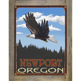 Northwest Art Mall Newport Oregon Rustic Metal Print on Reclaimed Barn Wood from Travel Artwork by Artist Paul A. Lanquist 8.5" x 11.5"
