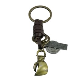 Bronze Boxing Glove Keyring, Fighting Gloves, Bronze, with Natural Leather Chain, Accessories for Keys, Lovers of Fighting, Boxing, Fighting etc, gray